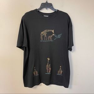 Giraffe print T shirt by Awesome Wear Women XXL EUC Made In USA.